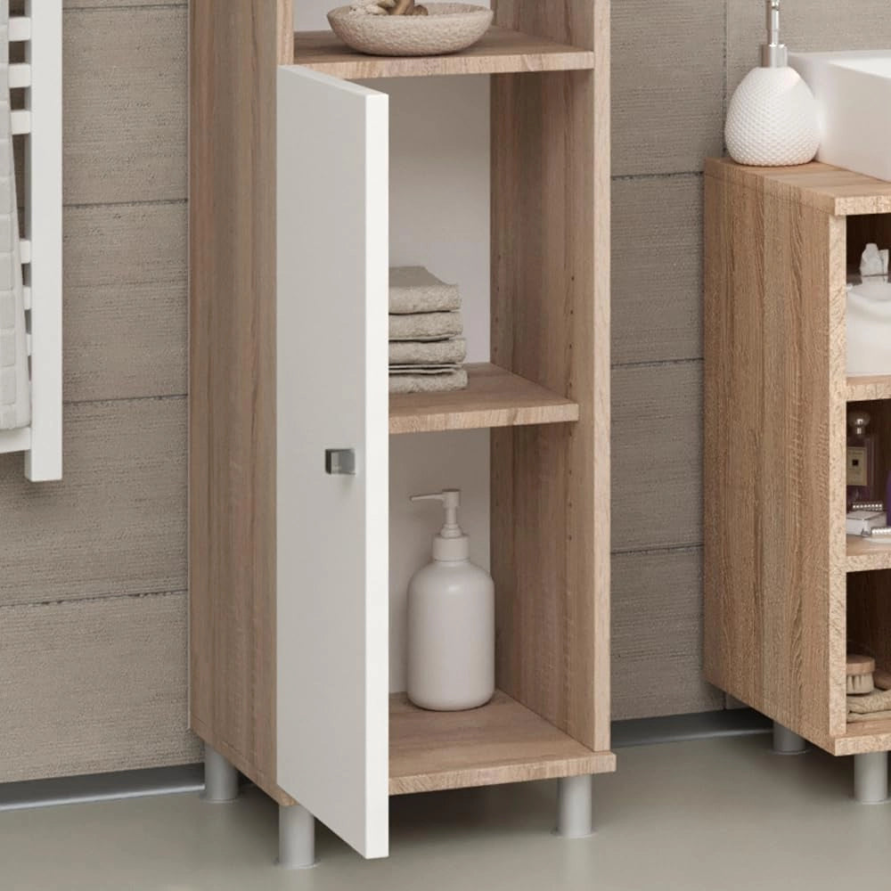 Mobile bagno alto Fynn, Sonoma, 30 x 190 cm, per la conservazione di articoli da bagno e asciugamani