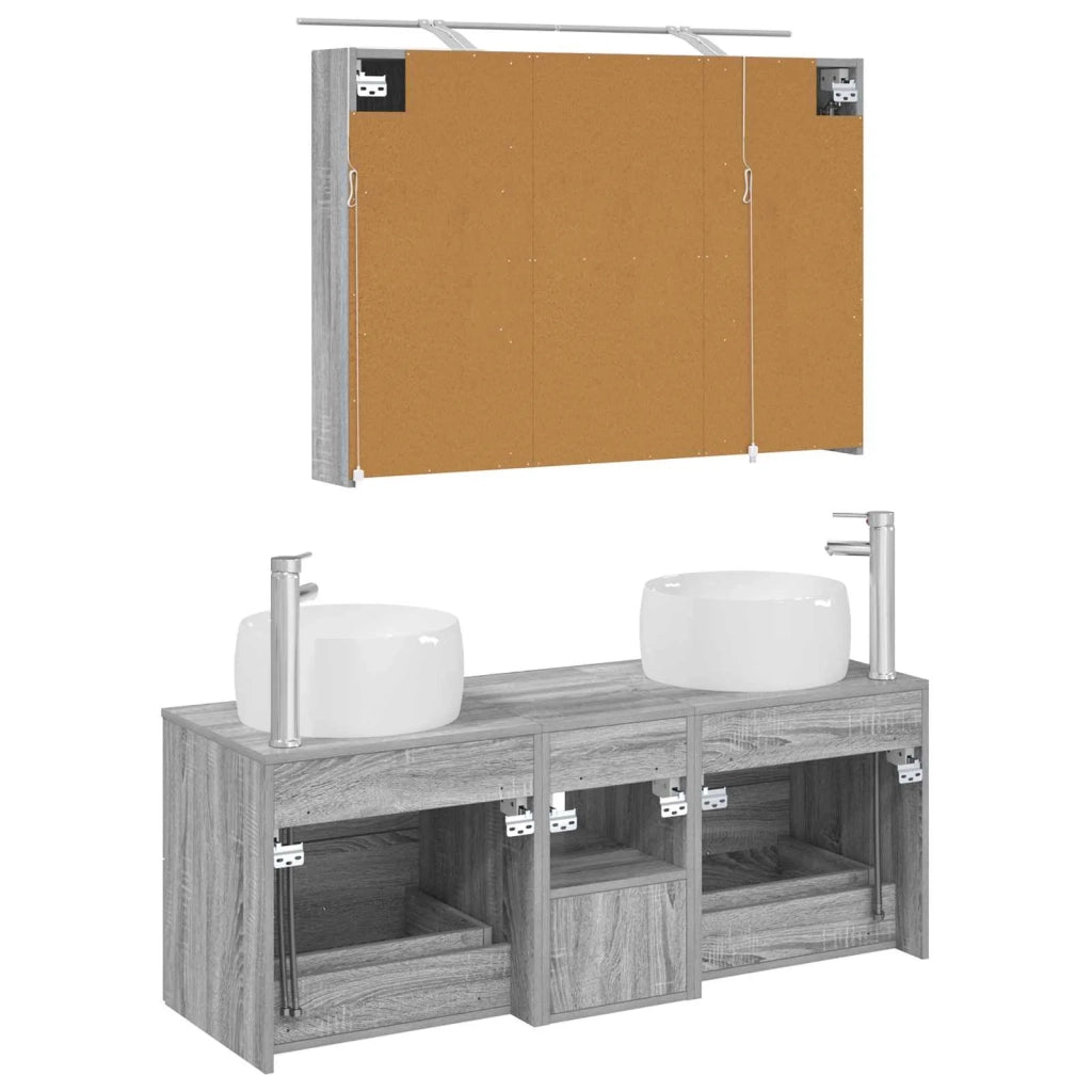 Set di mobili per il bagno 4 pcs Sonoma grigio 3407020