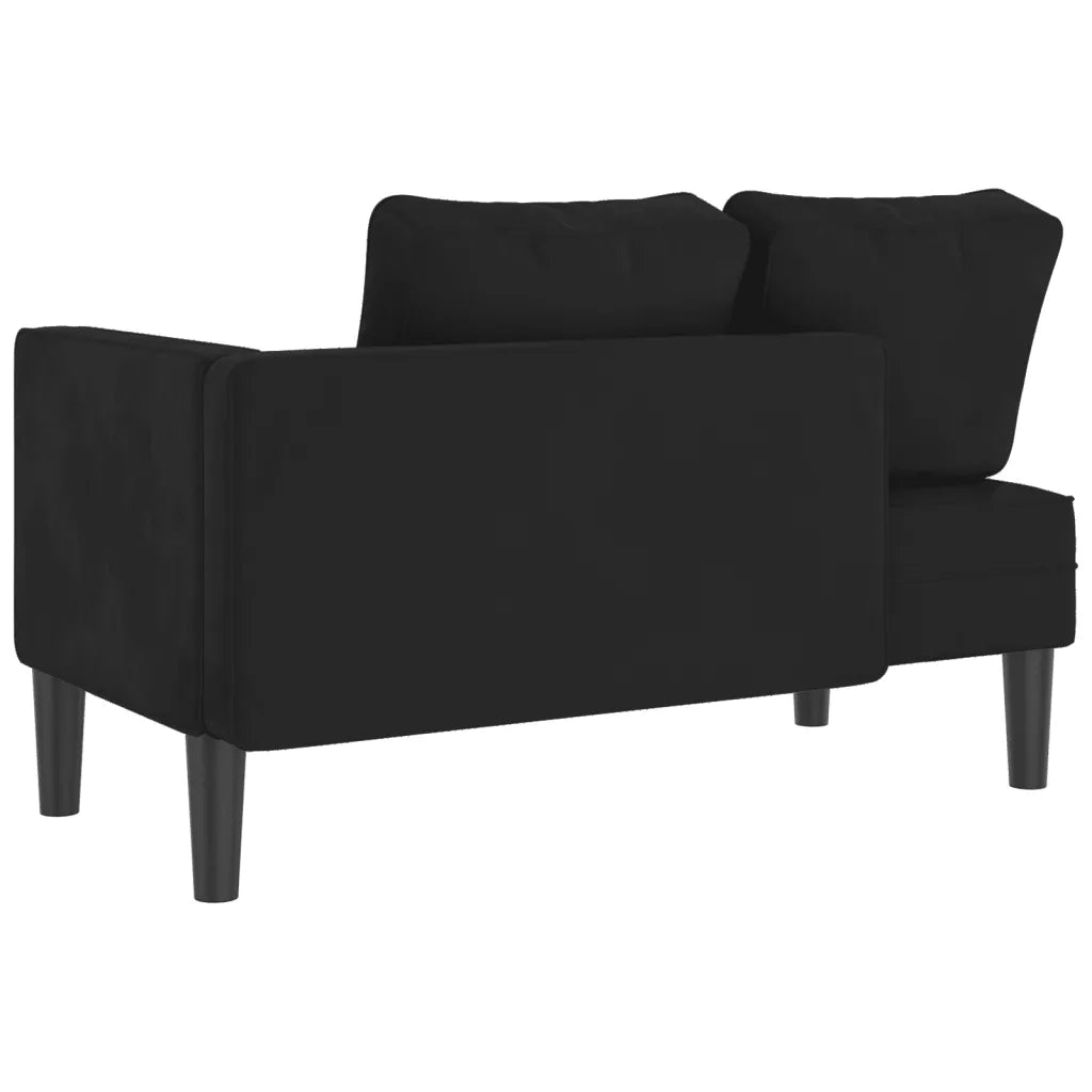 Chaise Lounge con Cuscini Nero in Velluto