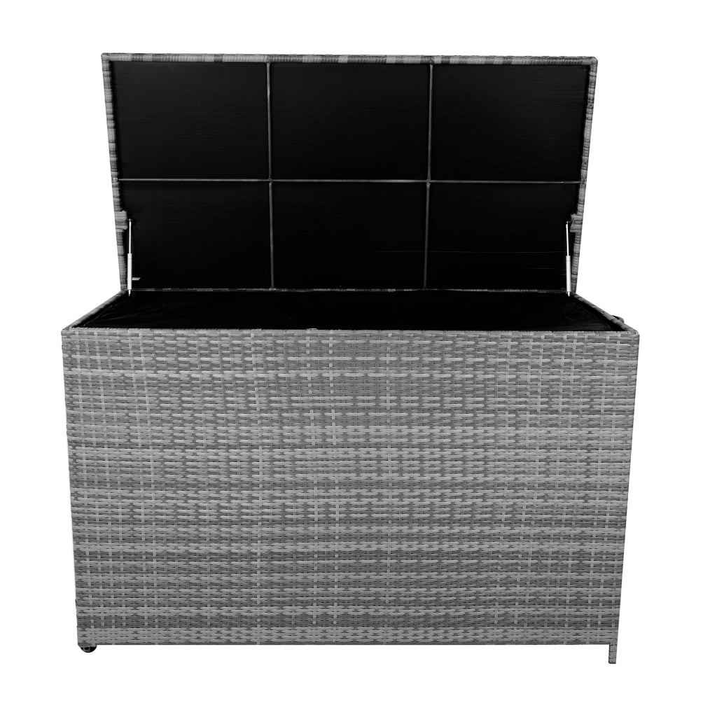 Box Contenitore Rattan Giardino 996L Grigio Baule Grande con Rivestimento