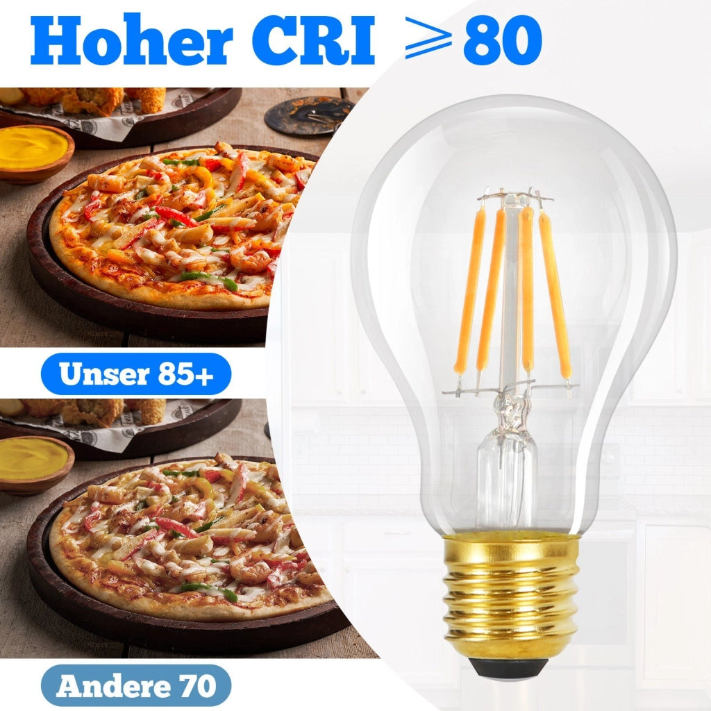ZMH Confezione da 3 lampadine LED E27 Lampada vintage A60 Edison 4W 2700K bianco caldo filamento retrò