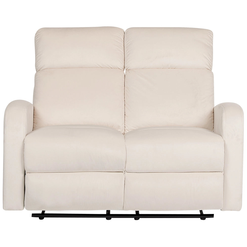 Divano 2 posti con schienale reclinabile elettricamente in velluto bianco sporco design moderno glamour soggiorno