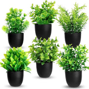 Collezione di 6 piante artificiali, piante artificiali in vasi, piante artificiali in plastica, fiori artificiali in vasi, imitazioni di piante in plastica per casa, bagno, ufficio, decorazione da tavolo