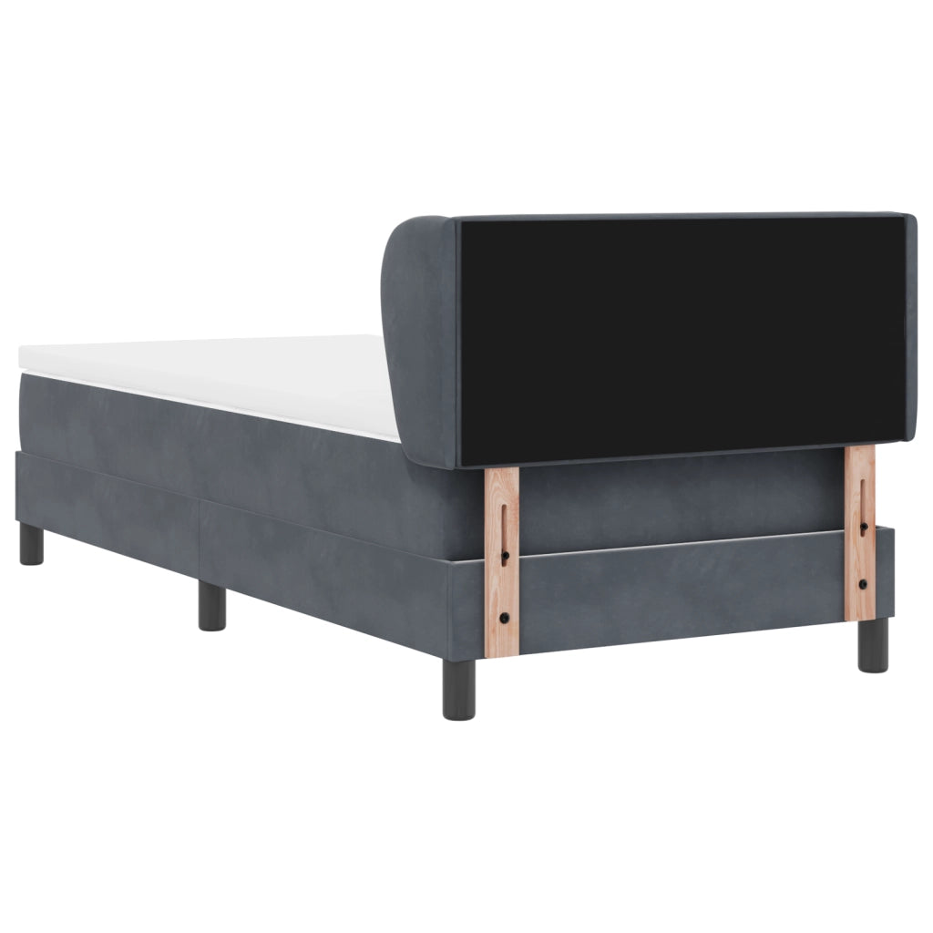 Letto Box Spring con Materasso Grigio Scuro 90x200 cm in Velluto