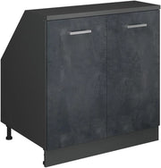 Mobile sottotetto Rion, Calcestruzzo nero, 80 x 81.6 cm con 2 porte, carcassa 60 cm profondità, adatto per il salvaspazio sotto tetti spioventi