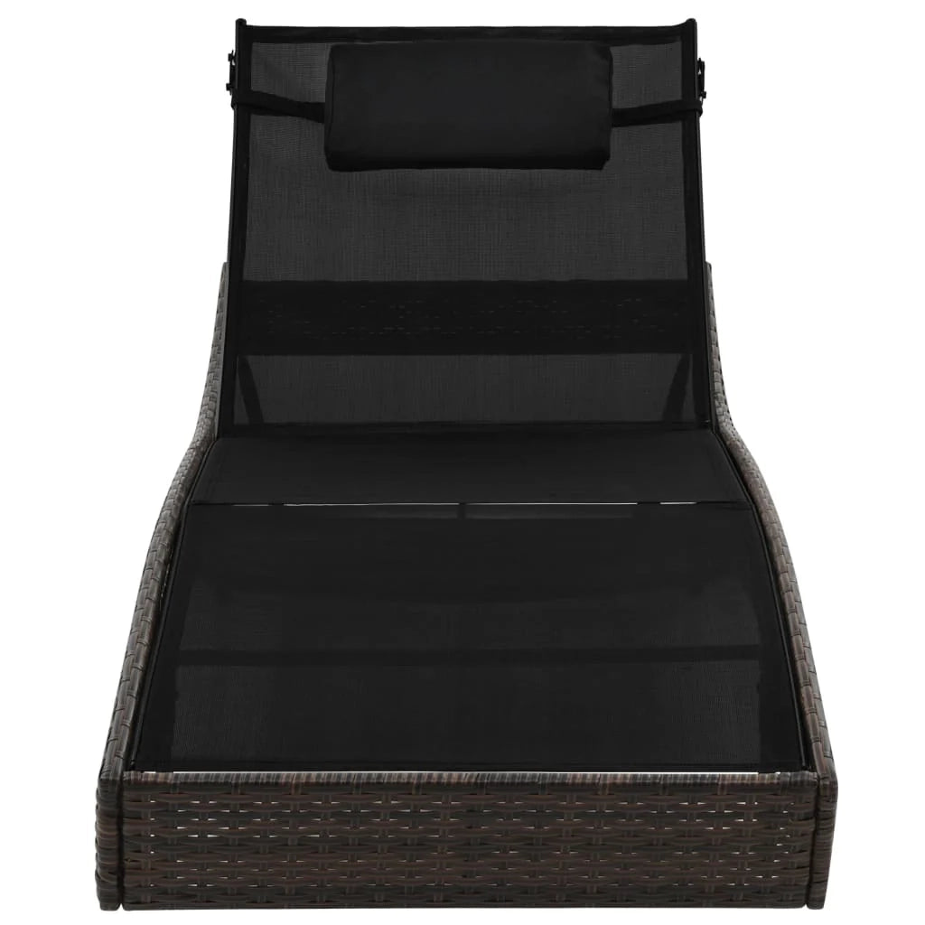 Lettino prendisole sedia a sdraio lettino prendisole letto da giardino mobili da esterno per patio con cuscino resina intrecciata marrone 02_0012558