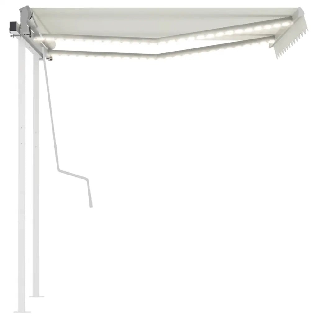 Tenda da Sole Retrattile Manuale con LED 3,5x2,5 m Crema 3069922