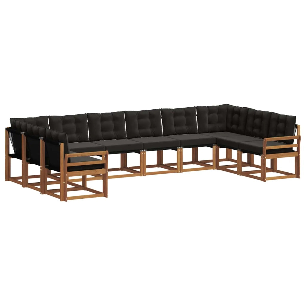 Set di divani da esterno con cuscino 10 pcs Naturale e Nero 3369099