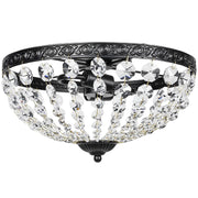 Lampadario in Cristallo Vintage ¨C Xylo ¨C 2 Attacchi E14, 168 Perline di Cristallo, Nero