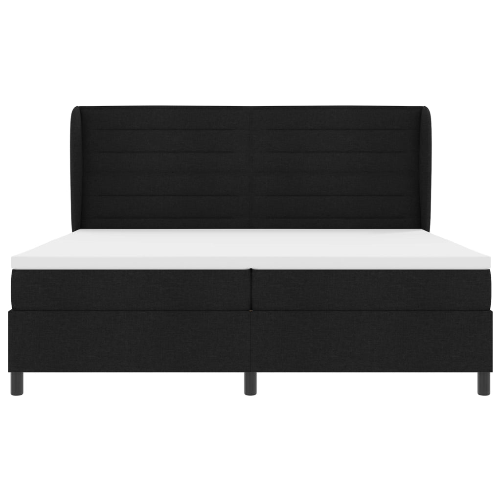 Letto Box Spring con Materasso Nero 200x200 cm Tessuto