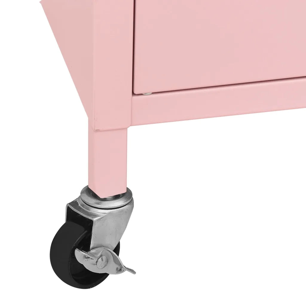 Mobile contenitore con ripiano regolabile facile da spostare 60 x 35 x 56 cm acciaio rosa 02_0046898