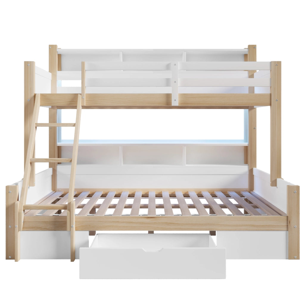 LETTO A CASTELLO 90x200 cm+140x200 cm in pino bianco/naturale
