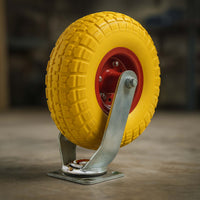 Ruota piroettante anti-foratura gialla 258x78mm max 150 kg con cerchio in metallo