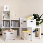 Scatole di archiviazione, scatole di archiviazione senza coperchio, scatole di archiviazione pieghevoli, organizzatore per abbigliamento (33 x 23 x 20 cm, bianco)