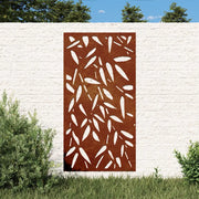 Decorazione Muro Giardino 105x55 cm Foglie Bambù Acciaio Corten 824483