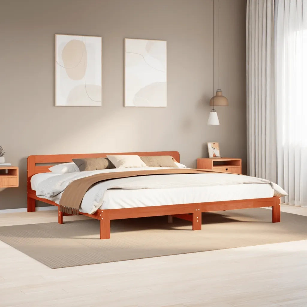 Letto matrimoniale | Letto per adulti | Letto senza Materasso Marrone Cera 180x200 cm in Legno di Pino