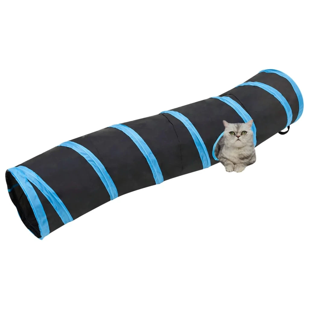 Tunnel per gatti a forma di S 122 cm poliestere nero e blu 02_0005141