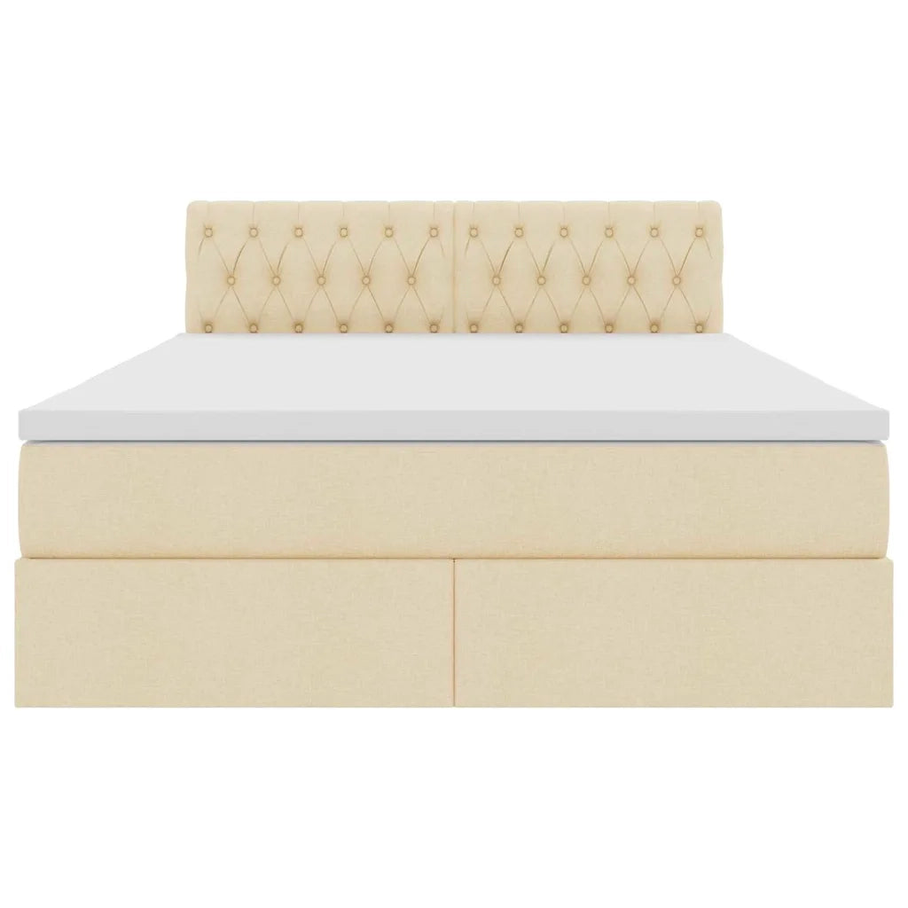 Letto con contenitore e materasso Crema 140 x 190 cm