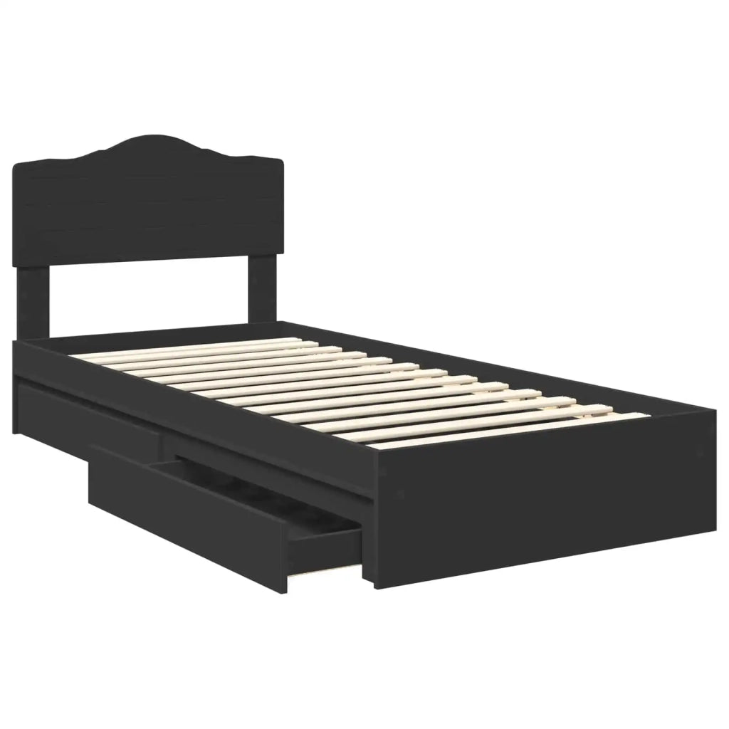 Letto con Contenitore Nero 70 x 190 cm Legno multistrato