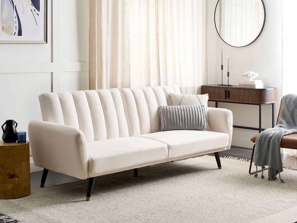 Divano letto 3 posti in tessuto beige chiaro Tappezzeria Elegante Glam Moderno Soggiorno Camera Da Letto