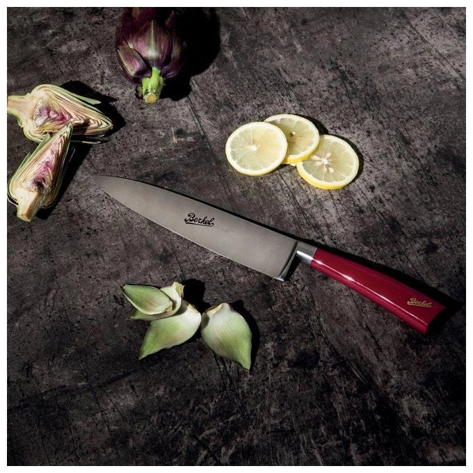 Berkel KEP3CS00SRRGB Elegance Set di 3 Coltelli da Chef Lama in Acciaio Inox 22 cm Manico Rosso colore Rosso