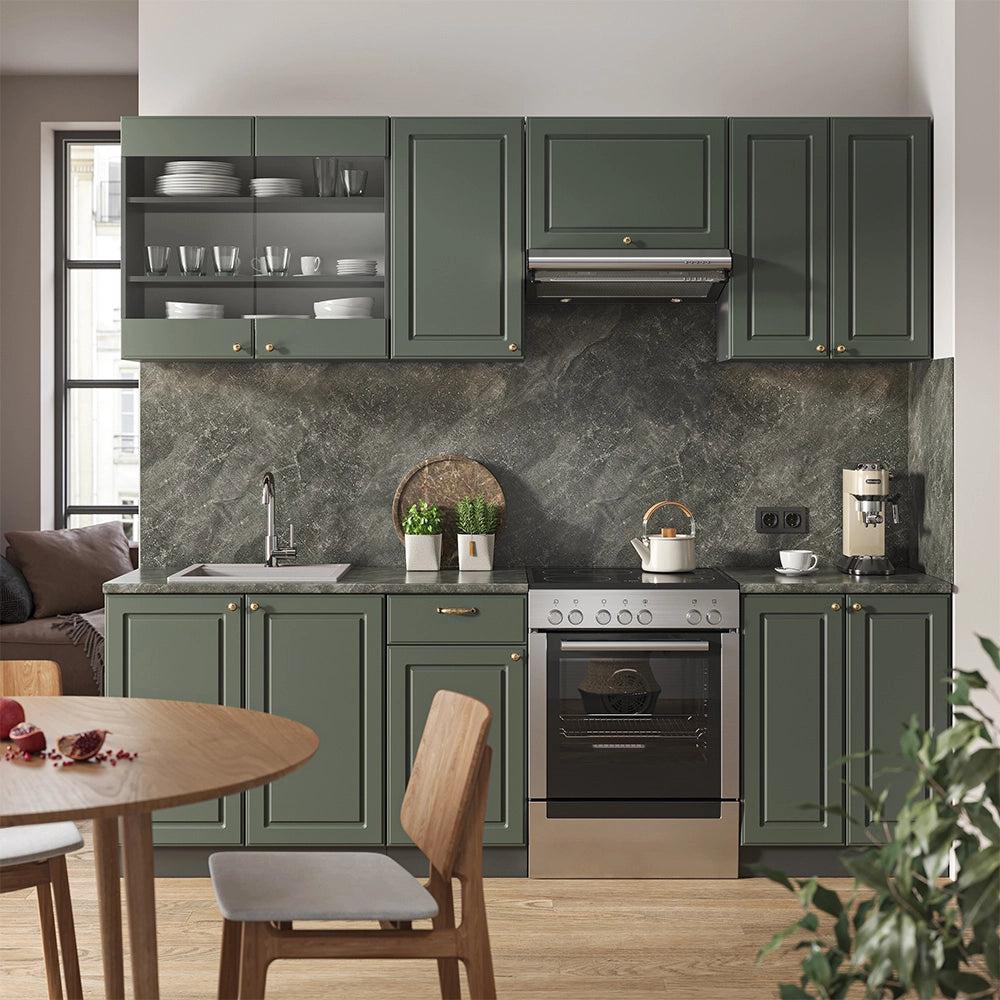 Vicco Cucina componibile Verde-oro Country House/Antracite 240 cm , PL Antracite