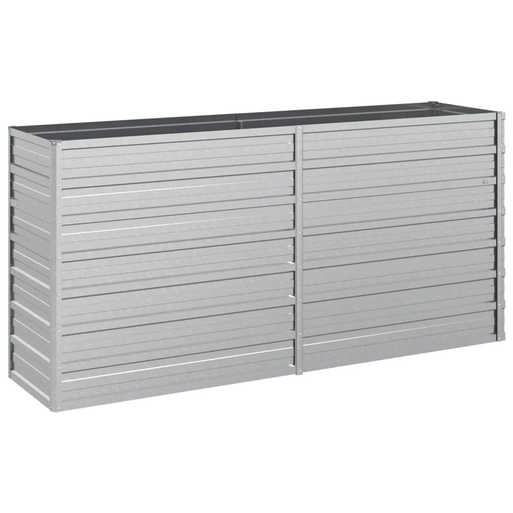 Fioriera rialzata per piante fiori patio giardino 160 x 40 x 77 cm acciaio zincato argento 02_0039374