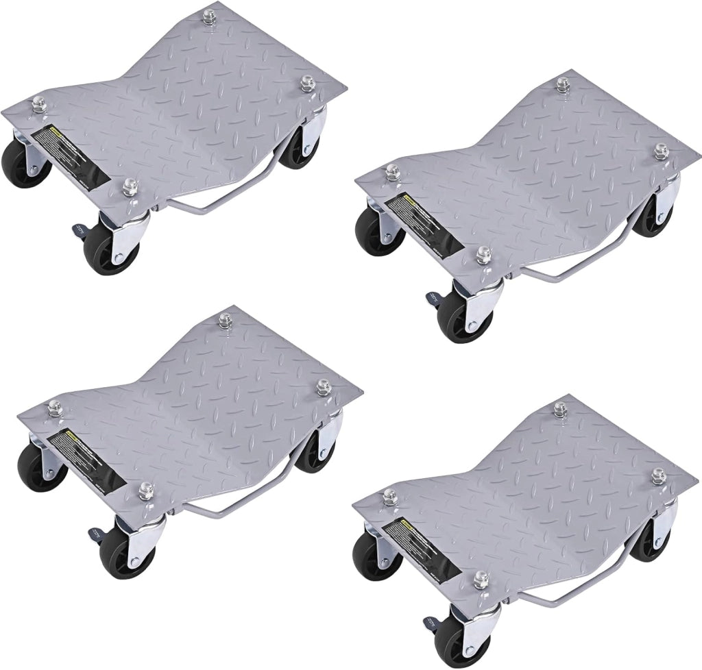Set di 4 Ruote per Pneumatici, Capacità 2720 kg Totale, Pattini per Pneumatici con Freno, 40,5 x 30 cm Car Dolly, Cuscinetti a Sfera, per Auto, Camion, Trattori, Motocicli Riparazione Spostare
