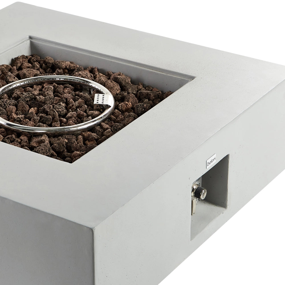 Focolare grigio chiaro 88 x 88 x 32 cm Riscaldatore per patio GRC Quadrato Accessorio per giardino e patio