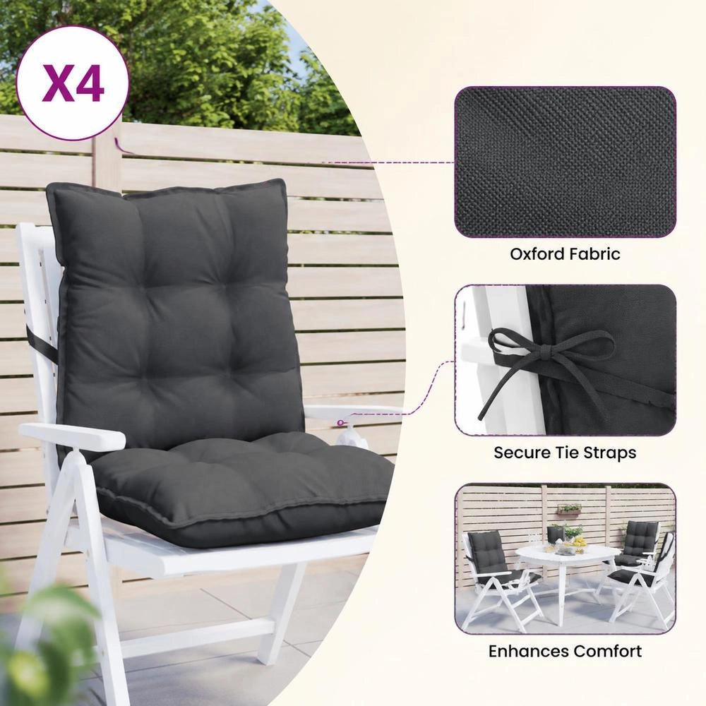 Low-back Chair Cushions, Set Of 4, Anthracite Oxford Fabric