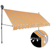 Tenda da Sole Retrattile Manuale con LED 350 cm Gialla e Blu