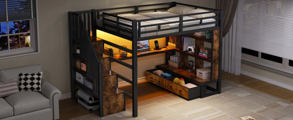 letto alto in mdf e metallo nero 140 x 200 cm