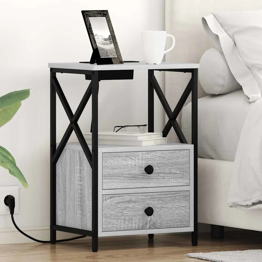 Comodino | Armadio da Notte | Mobiletto da notte con cassetto Grigio Sonoma 40 x 31 x 60 cm