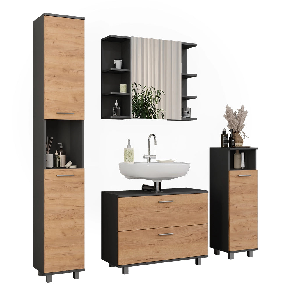 Vicco Set di mobili da bagno Quercia dorata/antracite 4 parti