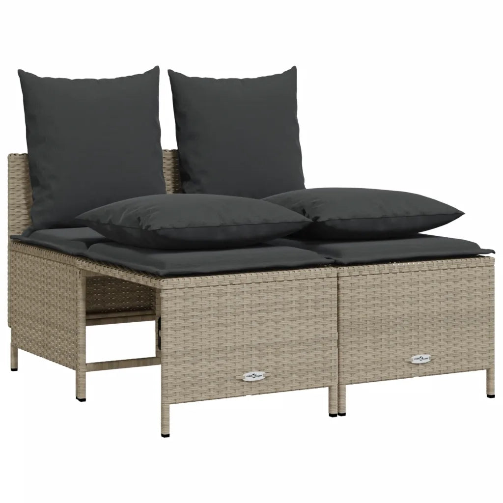 Set Divano da Giardino 5pz con Cuscini Grigio Chiaro Polyrattan 3261556