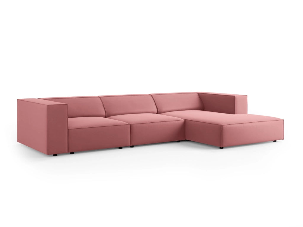 Cosmopolitan Design - Divano angolare destro "Arendal" 4 posti in velluto salmone 
