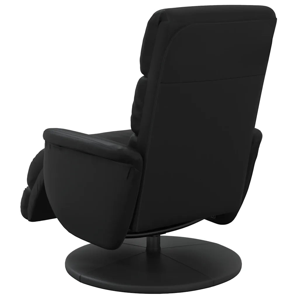 Divano Sedia-Poltrona Reclinabile con Poggiapiedi Nera in Similpelle 549206