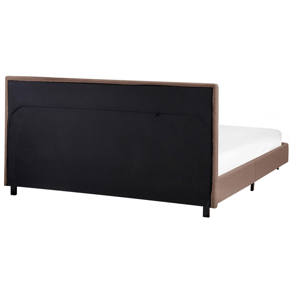 Letto matrimoniale imbottito bouclé marrone 160 x 200 cm con rete e testata