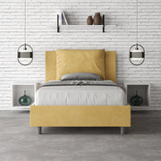 Letto imbottito Piazza e mezzo 110x210 cm Antea - Senza rete,Microfibra,Ocra