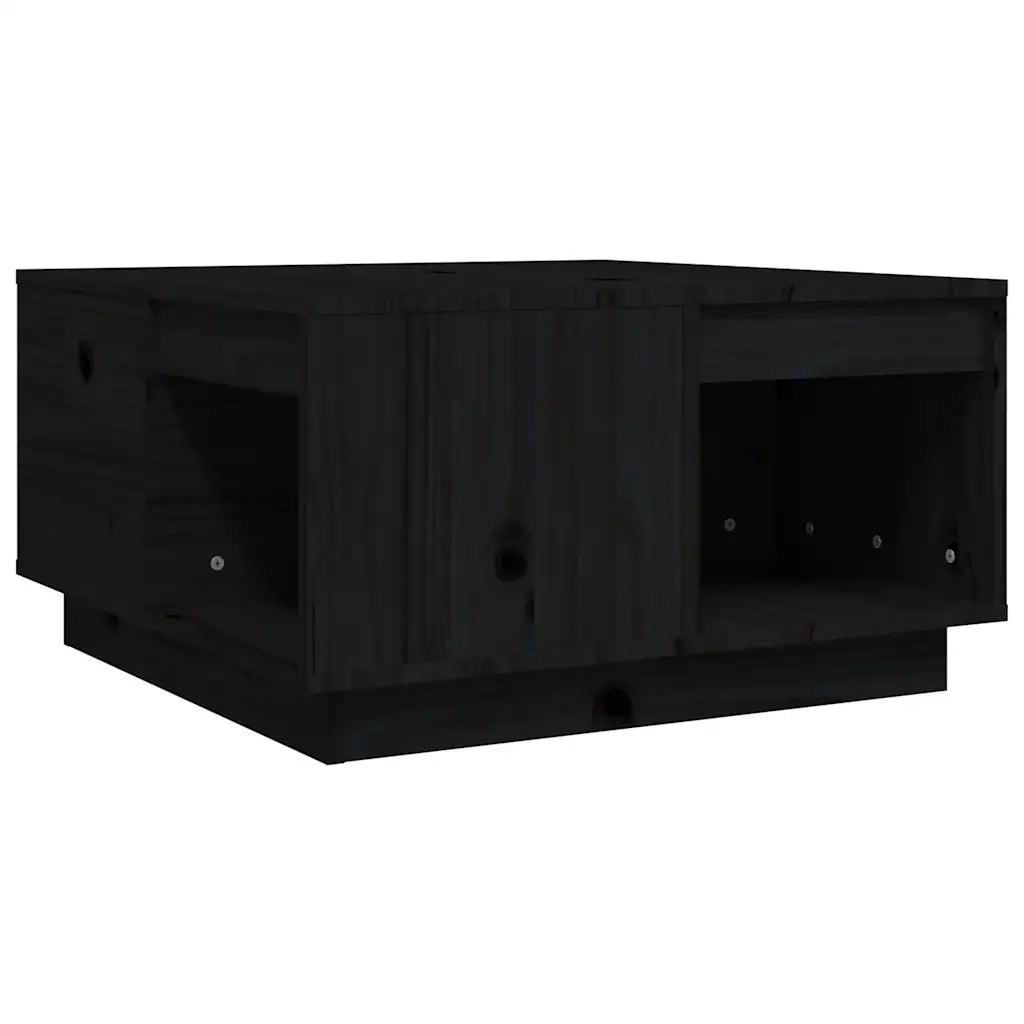 Tavolino da salotto | Tavolino da caff¨¨ | Tavolino da Soggiorno Nero 60x61x32,5 cm Legno Massello di Pino