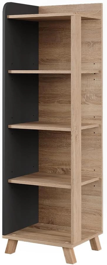 Mensola da bagno Karen, Sonoma/Bianco, 40 x 128 cm con 4 scomparti, per la conservazione di asciugamani e prodotti per la cura personale