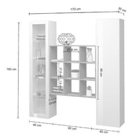 Parete Attrezzata Soggiorno 170x30x180 cm Maruska n°25 Bianco Lucido
