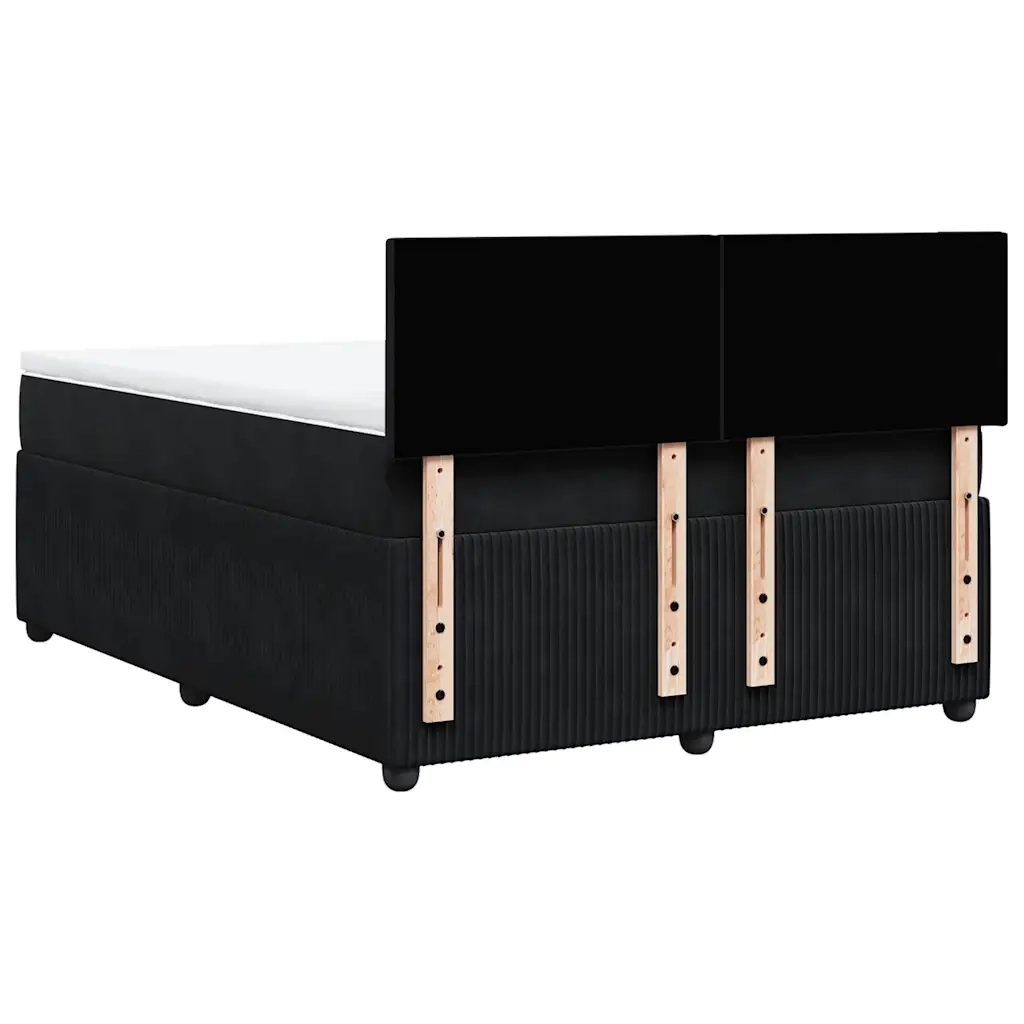 Giroletto a Molle con Materasso Nero 140x200 cm in Velluto