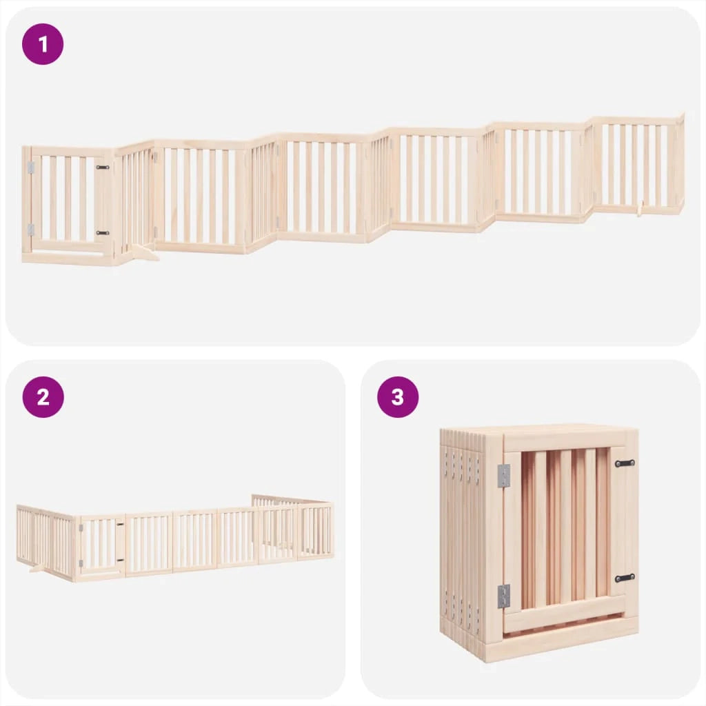 Cancelletto di sicurezza per animali domestici porta pieghevole 12 pannelli legno di pioppo marrone 02_0023129