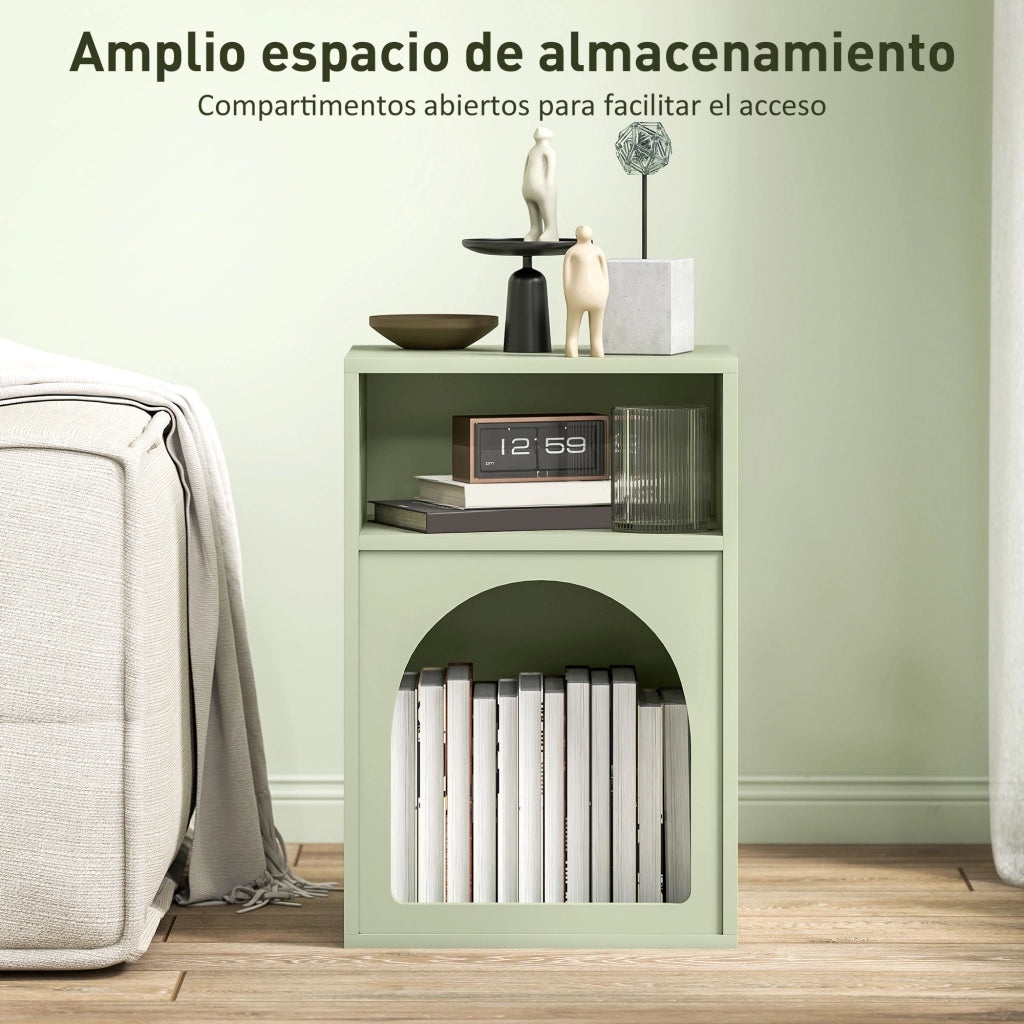 Comodino con 2 Ripiani Aperti Design Arco ¨C zephmum ¨C Verde 40x30x60 cm