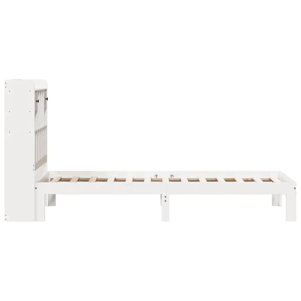 Letto Libreria senza Materasso Bianca 90x200 cm Legno di Pino 3322596