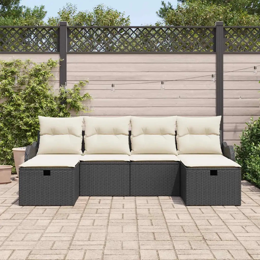 Set Divano da Giardino con cuscino 6 pcs Nero Poly Rattan 3360348