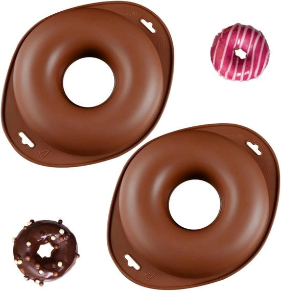 2 pezzi di forma per donut grande marrone, forma per donut, forme per donut in silicone, forma per donut con trattamento antiaderente in qualità alimentare, per la preparazione di donuts, per torte, biscotti, muffin.
