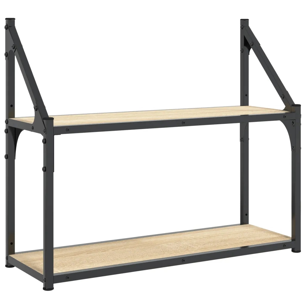 Mensola da Parete | Mensola sospesa a 2 ripiani in rovere Sonoma 60x21x51 cm in legno ingegnerizzato