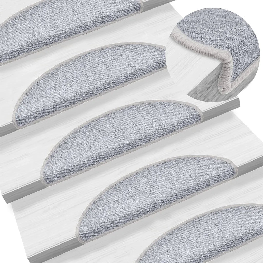 Tappetini per scale 10 pz 56x17x3 cm Grigio chiaro Semicircolari 149741